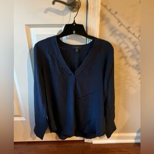 J Crew Navy Silk Blue Women's Top Size 10